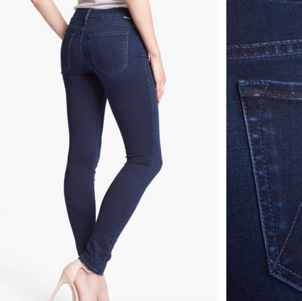 MOTHER The Looker Skinny Jeans in Dark Blue